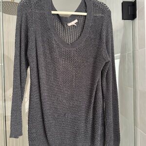 Banana Republic Open-Knit Scoop Neck Sweater in Charcoal Gray